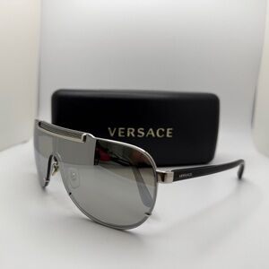 Versace Metallic Silver Sunglasses with Black Accents